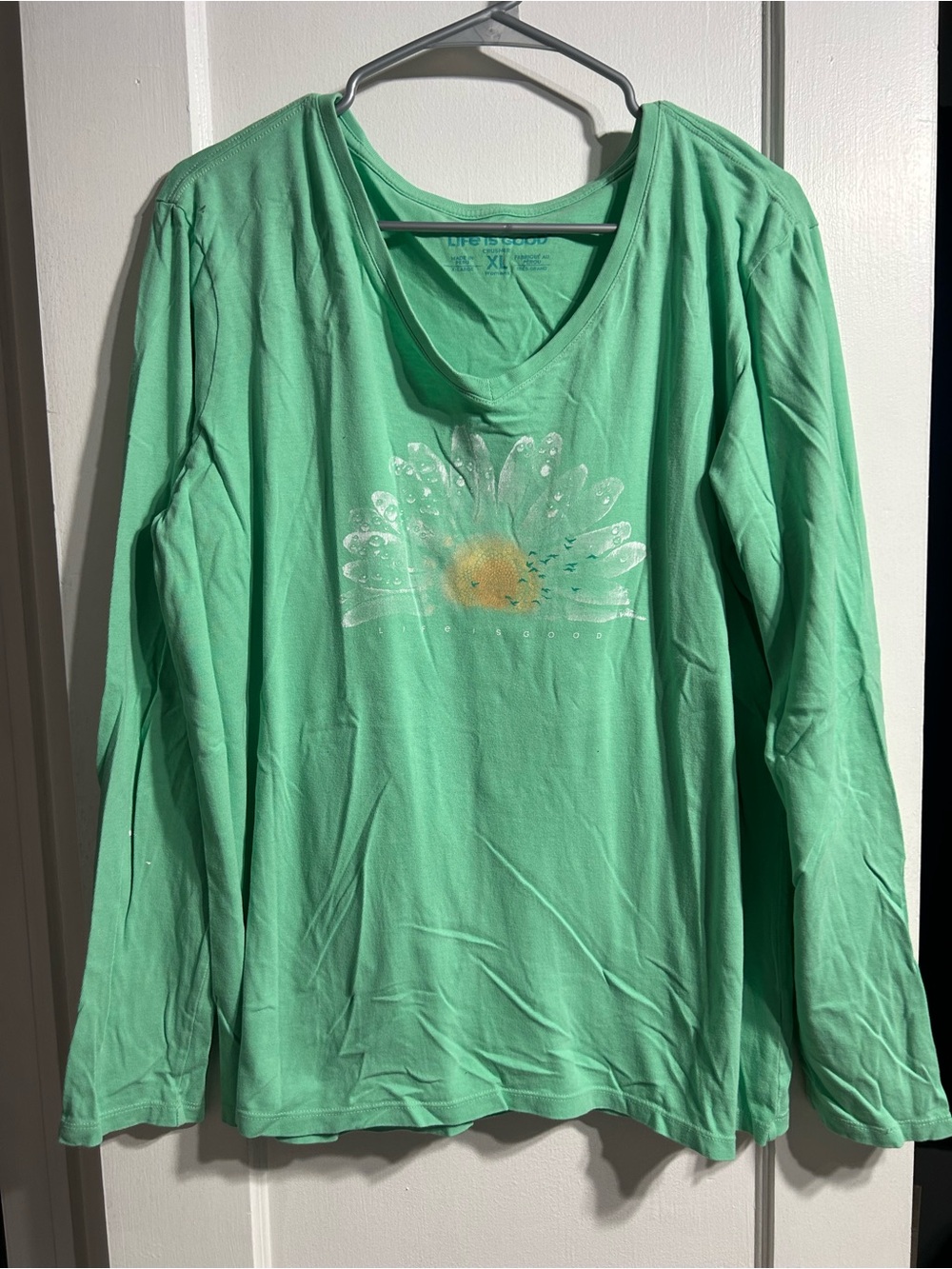 Life Is Good Mint Green Long Sleeve Daisy Graphic Tee